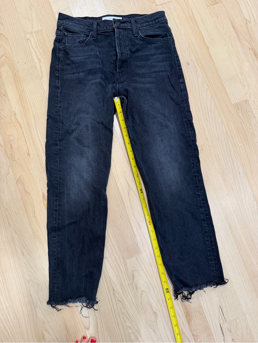 MOTHER High-Rise Washed Black Jeans - The Tomcat